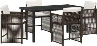 vidaXL Garden Dining Set 5 pcs Brown Poly Rattan vidaXL