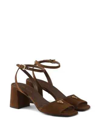 Prada suede sandals - women - Calf Suede/Calf Leather/Rubber - 36.5 - Brown