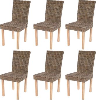 Hhg Hhg - Lote De 6 Sillas De Comedor Littau, Silla De Mimbre Silla De Cocina, Rat&aacute;n Kubu