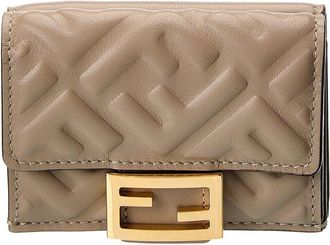 Fendi Fendi Micro Trifold Leather Wallet