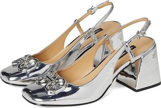 Nine West Cast High Womens Heels Silver Mirror Metallic : 6.5 M, Leather/Rubber/Suede