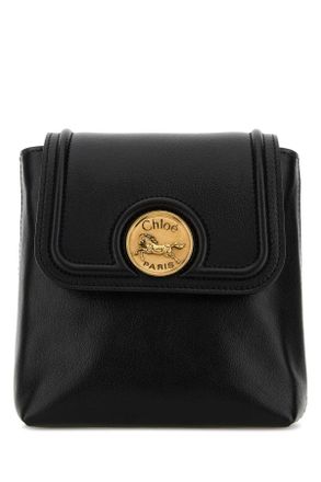 Chlo&eacute; Black Leather Horse Medal Backpack