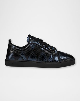 Christian Louboutin Men & apos;s Louis Junior Watersnake Leather Patchwork Sneakers