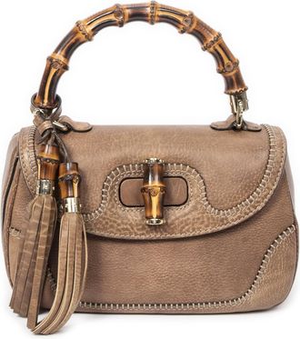 Gucci Pre-owned Womens New Bamboo Top Handle Flap Shoulder Bag - Tan - One Size