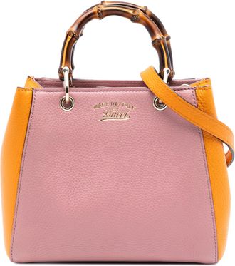 Gucci Pink Mini Bicolor Calfskin Bamboo Shopper Satchel
