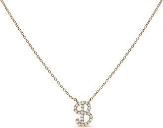 House of Brilliance 10K Gold Diamond Accent A-Z Initial Script Style Pendant Necklace