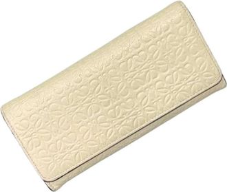 Loewe Pre-owned Lange portemonnee (bi-fold) - Dames - Vintage Accessoires - Beige - ONE Size - Leer - Vintage