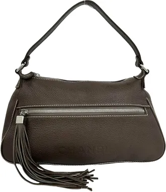 Chanel Brown Leather Shoulder Bag Tote Bag (Pre-Owned)