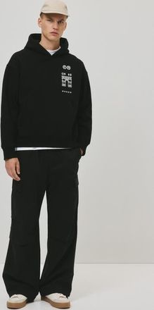 H&M Loose Fit Hoodie in Black/paris at Nordstrom, Size X-Large