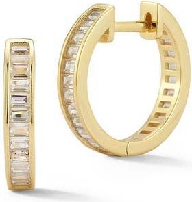 Chloe and Madison Cubic Zirconia Huggie Hoop Earrings in Gold at Nordstrom Rack