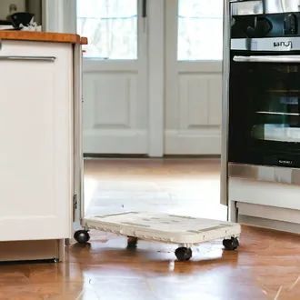 Dmora Dmora Plataforma Con Ruedas De Polipropileno, 100% Made In Italy, 48x29h8 Cm, Color Beige, Con Embalaje Reforzado