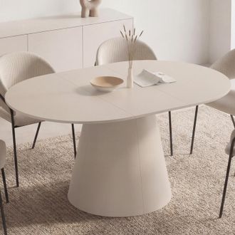 IDMarket Angele Mesa De Comedor Redonda Extensible De 6 Plazas, Madera Beige 110-150 Cm