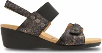 Revere Comfort Shoes Womens Tahiti Sandal In Black Metallic Python