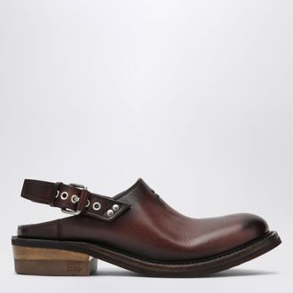Miu Miu Sabot Foule in pelle color caff&egrave;