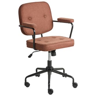 Beliani Silla De Oficina De Tela Patas Negras Giratorio Altura Ajustable Marr&oacute;n Dorado Pawnee