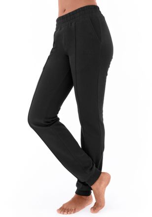 H.I.S Relaxhose H.I.S, Damen, Gr. 32/34, N-Gr, schwarz, angeraute Sweatware, Obermaterial: 60% Baumwolle, 40% Polyester, unifarben, Hosen Relaxhose, mit Pip