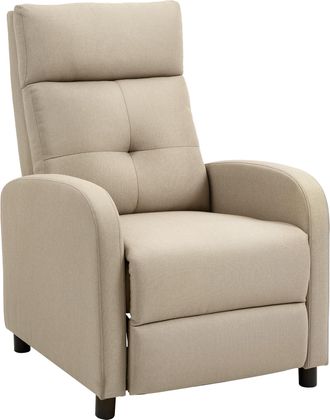 OEM Sill&oacute;n Relax Reclinable Manual Hasta 155&ordm; Apertura Push Con Reposapi&eacute;s Respaldo Alto Acolchado Grueso Beige