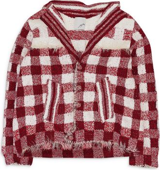 Judy Turner RED/WHITE WIM HAND CROCHET BLAZER