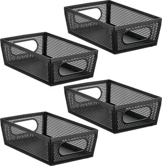 mDesign Perforated Metal Storage Bin with Handles - Set of 4 - Matte Black at Nordstrom