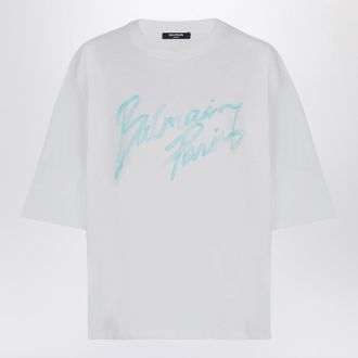 Balmain Oversized White T Shirt With Logo Print