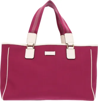 Gucci White Wine Canvas Tote Bag (Pre-Owned)