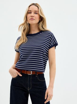 Contemporaine Womens Striped 100% cotton cap-sleeve sweater vest