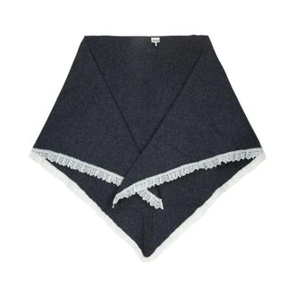 Ganni Sciarpa XXL in lana con pizzo - - Accessories - Donna - Grigio - ONE SIZE