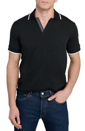 ConStruct Slim Fit Solid Johnny Collar Short Sleeve Polo in Black at Nordstrom, Size Xx-Large