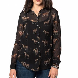 Tasha Polizzi Brooks Mustang Blouse In Noir
