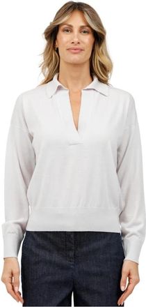 Alpha Studio Wijde hals Polo Shirt - Dames - V-hals truien - Grijs - L - Truien & Vesten