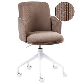 Beliani Silla De Oficina Tapizado De Pana Giratoria Ajuste De Altura Del Asiento Marr&oacute;n Dryden