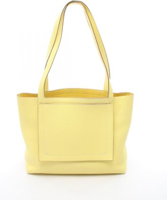 Herm&egrave;s Lime Yellow Taurillon Clemence Leather Handbag Tote Bag (Pre-Owned)