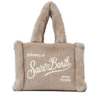 MC2 Saint Barth Beige Ribbed Shearling Colette Tote Bag