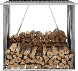 vidaXL Casetilla Para Le&ntilde;a Acero Galvanizado Gris 163x83x154 Cm Vidaxl