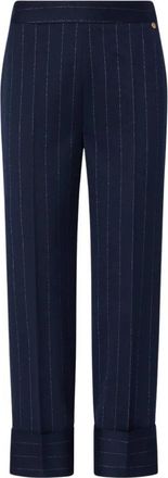 Liu Jo Rechte Pinstripe Broek - Dames - Straight fit broeken - Blauw - S - Leer - Broeken