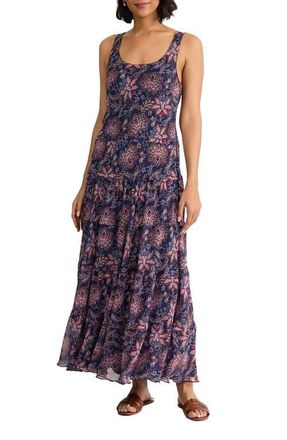 Jones New York Print Sleeveless Tiered Maxi Dress in Pacific Navy Multi at Nordstrom, Size Medium P