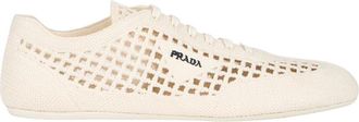 Prada Collapse Crochet Laced Sneakers - Dames - Veterschoenen - Beige - 36 EU - Katoen - Schoenen