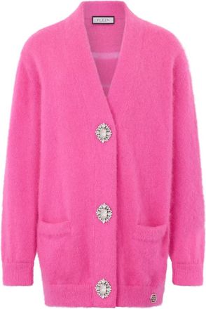 Philipp Plein Cardigan Hexagon Fluo - Dames - Vesten - Roze - XS - Truien & Vesten
