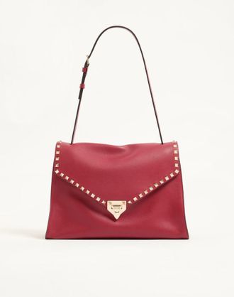 Valentino Garavani Borsa Media A Spalla Valentino Garavani Rockstud Maxxing In Vitello Liscio Donna ROSSO SCURO UNI