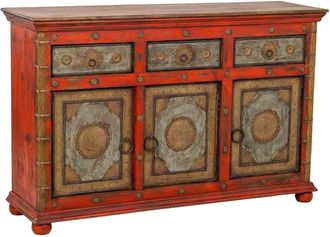 Wanderlust Deco Aparador de madera rojo 147x45x96