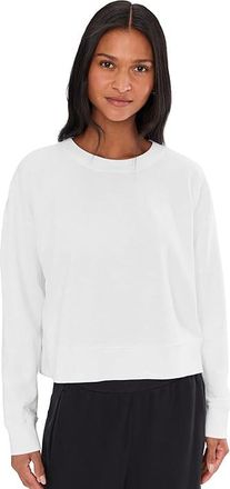 Eileen Fisher Garment Dyed Terry Cropped Sweatshirt Womens Clothing White : MD, Cotton