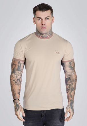 Siksilk Camiseta Ringer Ecru para Hombres L