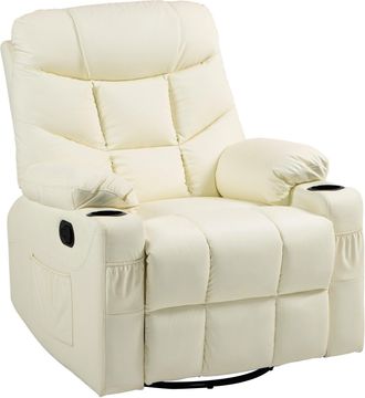 HOMCOM PU Leather Manual Recliner Chair, Swivel Armchair for Living Room