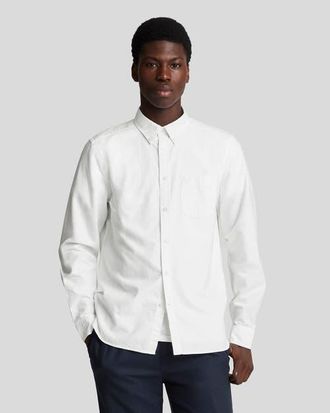 Lyle & Scott Tonal Eagle Plain Oxford Shirt in White at Nordstrom, Size Xx-Large