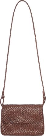 Ibeliv Woven Leather Crossbody Bag with Flap Closure and Adjustable Strap