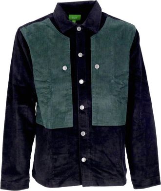 HUF Zwart fluwelen overshirt met knoopsluiting - Heren - Zomerjassen - Zwart - S - Katoen - Jassen