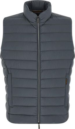 Moorer Blue Quilted Mock Collar Vest