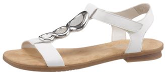 Rieker Riemchensandale RIEKER, Damen, Gr. 43, weiss (wei&szlig;), Lederimitat, unifarben, Schuhe Riemchensandale, Sommerschuh, Sandalette, Blockabsatz, mit Schmuck