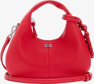 Ganni Goji Berry Mini Hobo Bag in Grained Red