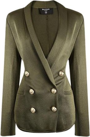 Balmain Gestructureerde Viscose Vest - Dames - Blazers - Groen - M - Jassen
